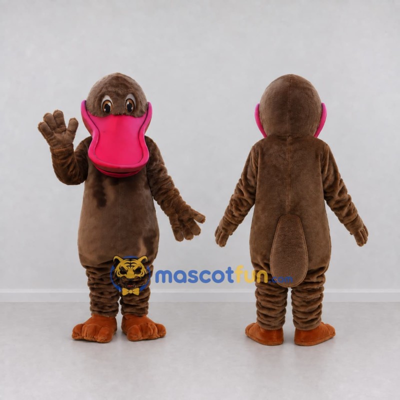Custom Brown and Pink Platypus Mascot Costume Adult Full Body Suit for Wildlife Events Custom Brown and Pink Platypus Mascot Costume Adult Full Body Suit for Wildlife Events