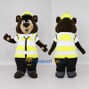 Custom Brown Yellow and Black Safety Patrol Bear Mascot Costume Adult Full Body Suit for Road Safety Events