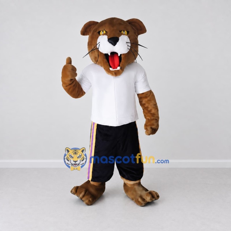 Custom Brown White and Black Wildcat Mascot Costume Adult Full Body Suit for Sports Events