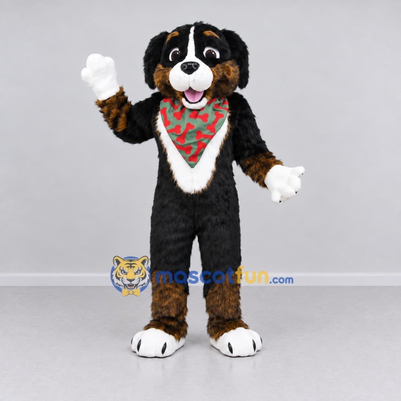 Custom Black Brown and White Dog Mascot Costume Adult Full Body Suit for Pet Events Custom Black Brown and White Dog Mascot Costume Adult Full Body Suit for Pet Events