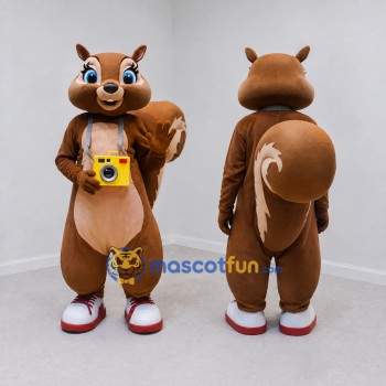 Custom Brown and Tan Tourist Squirrel Mascot Costume Adult Full Body Suit for Travel Events