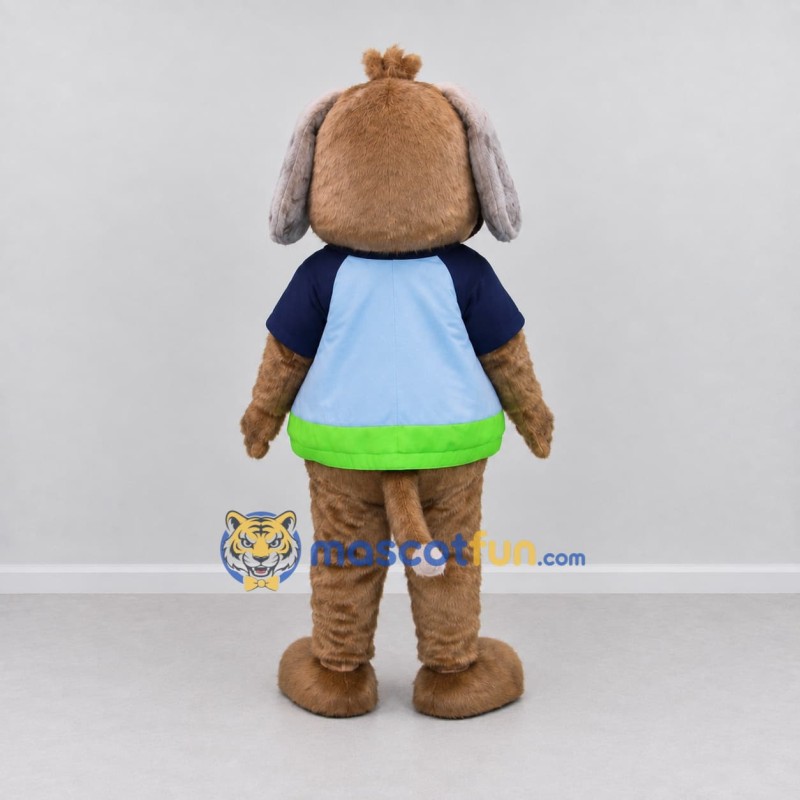 Custom Brown Blue and Green Dog Mascot Costume Adult Full Body Suit for Children's Events