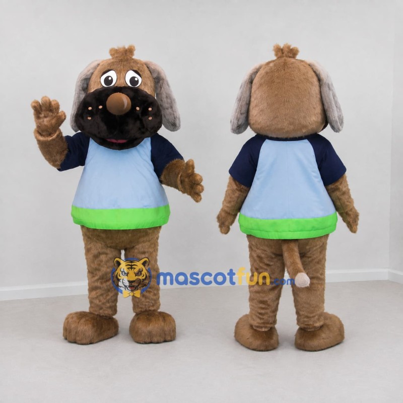 Custom Brown Blue and Green Dog Mascot Costume Adult Full Body Suit for Children's Events