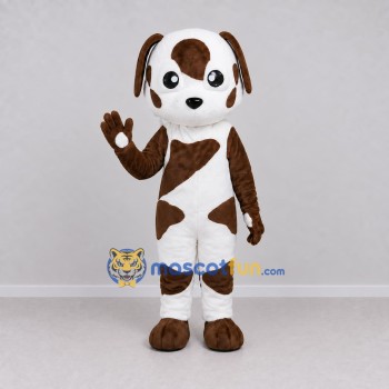 Custom White and Brown Dog Mascot Costume Adult Full Body Suit for Pet Events Custom White and Brown Dog Mascot Costume Adult Full Body Suit for Pet Events