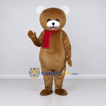 Custom Brown and Red Teddy Bear Mascot Costume Adult Full Body Suit for Winter Events