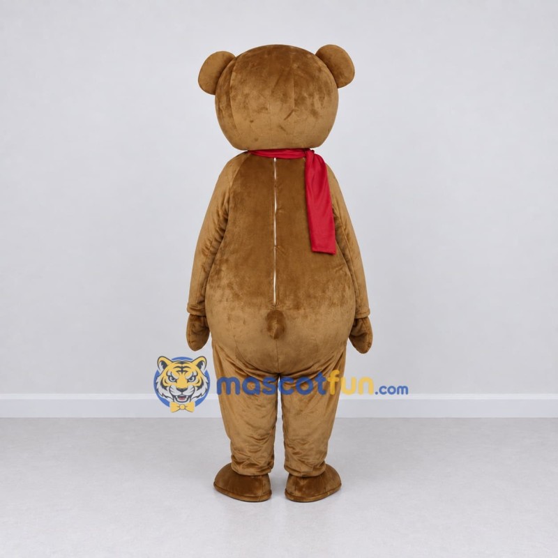 Custom Brown and Red Teddy Bear Mascot Costume Adult Full Body Suit for Winter Events Custom Brown and Red Teddy Bear Mascot Costume Adult Full Body Suit for Winter Events