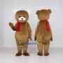 Custom Brown and Red Teddy Bear Mascot Costume Adult Full Body Suit for Winter Events