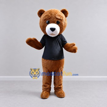 Custom Brown and Black Teddy Bear Mascot Costume Adult Full Body Suit for School Events