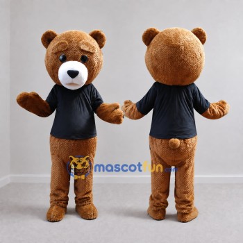 Custom Brown and Black Teddy Bear Mascot Costume Adult Full Body Suit for School Events