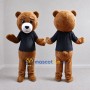 Custom Brown and Black Teddy Bear Mascot Costume Adult Full Body Suit for School Events