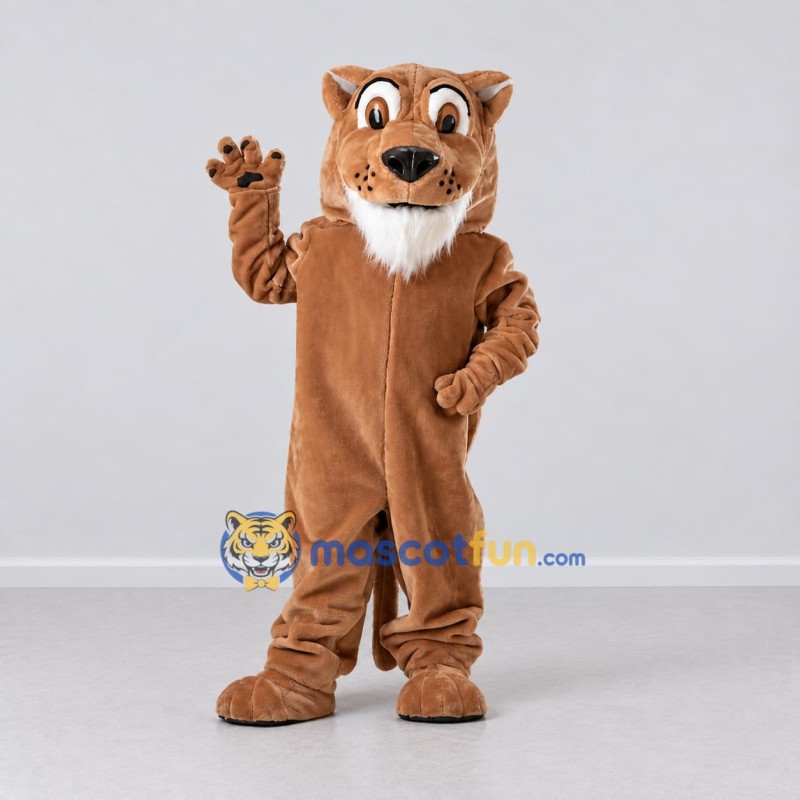 Custom Tan and White Wildcat Mascot Costume Adult Full Body Suit for Wildlife Events Custom Tan and White Wildcat Mascot Costume Adult Full Body Suit for Wildlife Events
