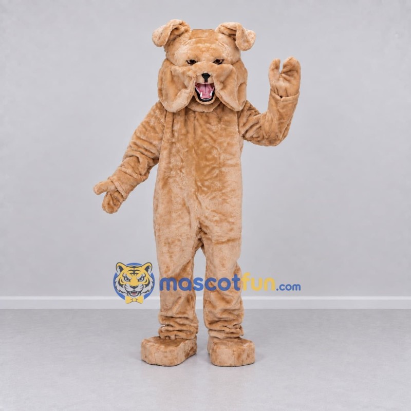 Custom Beige Bulldog Mascot Costume Adult Full Body Suit for Sports Events Custom Beige Bulldog Mascot Costume Adult Full Body Suit for Sports Events
