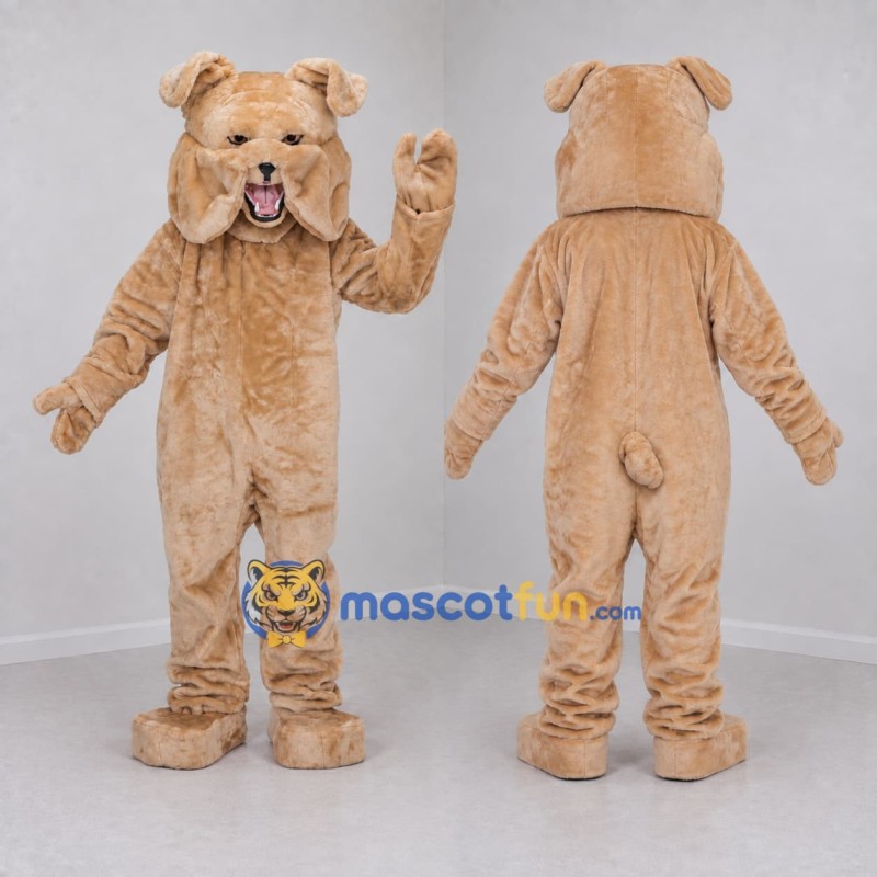 Custom Beige Bulldog Mascot Costume Adult Full Body Suit for Sports Events Custom Beige Bulldog Mascot Costume Adult Full Body Suit for Sports Events