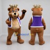 Custom Brown Purple and Gold King Bear Mascot Costume Adult Full Body Suit for Themed Events