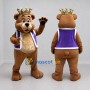 Custom Brown Purple and Gold King Bear Mascot Costume Adult Full Body Suit for Themed Events