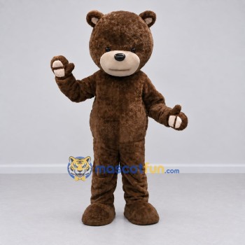 Custom Dark Brown and Cream Teddy Bear Mascot Costume Adult Full Body Suit for Children's Events Custom Dark Brown and Cream Teddy Bear Mascot Costume Adult Full Body Suit for Children's Events