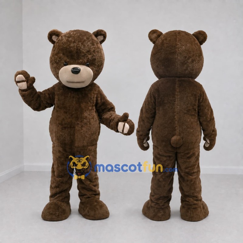 Custom Dark Brown and Cream Teddy Bear Mascot Costume Adult Full Body Suit for Children's Events Custom Dark Brown and Cream Teddy Bear Mascot Costume Adult Full Body Suit for Children's Events