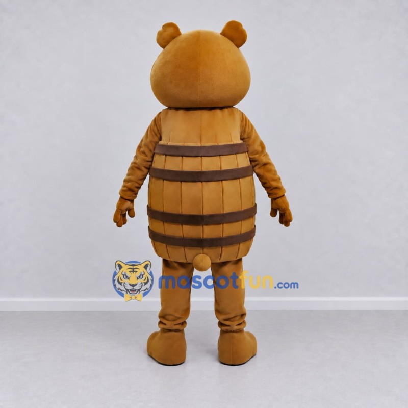 Custom Golden Brown Barrel Bear Mascot Costume Adult Full Body Suit for Themed Events