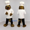 Custom Brown White and Black Chef Dog Mascot Costume Adult Full Body Suit for Food Festivals