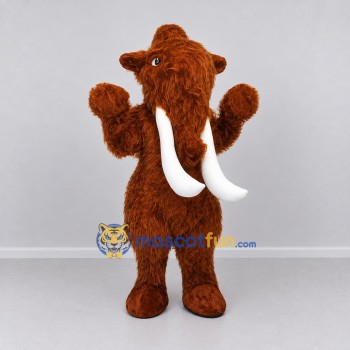 Custom Reddish Brown and White Mammoth Mascot Costume Adult Full Body Suit for Prehistoric Events Custom Reddish Brown and White Mammoth Mascot Costume Adult Full Body Suit for Prehistoric Events