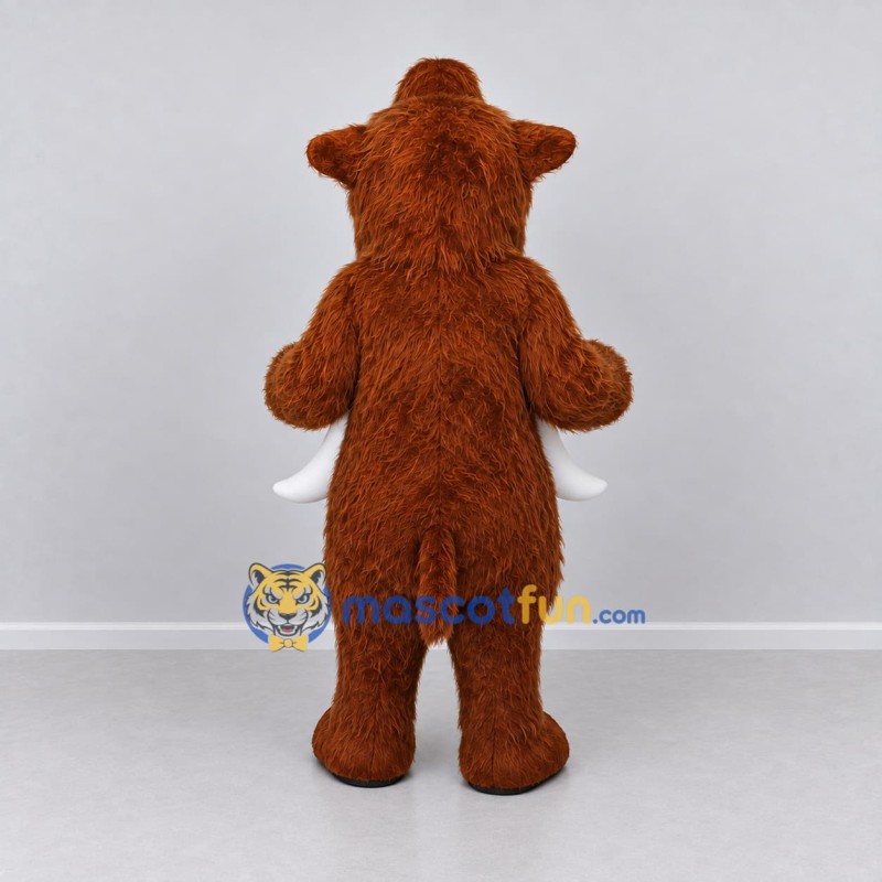 Custom Reddish Brown and White Mammoth Mascot Costume Adult Full Body Suit for Prehistoric Events Custom Reddish Brown and White Mammoth Mascot Costume Adult Full Body Suit for Prehistoric Events