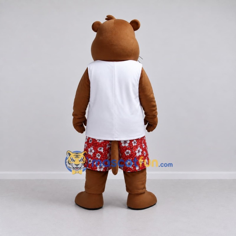 Custom Brown White and Red Beaver Mascot Costume Adult Full Body Suit for Summer Events