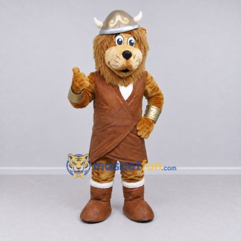 Custom Brown and Gold Viking Lion Mascot Costume Adult Full Body Suit for Themed Events