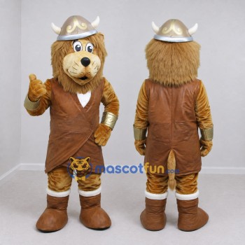 Custom Brown and Gold Viking Lion Mascot Costume Adult Full Body Suit for Themed Events