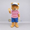 Custom Tan Red White and Blue Bear Mascot Costume Adult Full Body Suit for Summer Events Custom Tan Red White and Blue Bear Mascot Costume Adult Full Body Suit for Summer Events