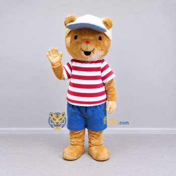 Custom Tan Red White and Blue Bear Mascot Costume Adult Full Body Suit for Summer Events