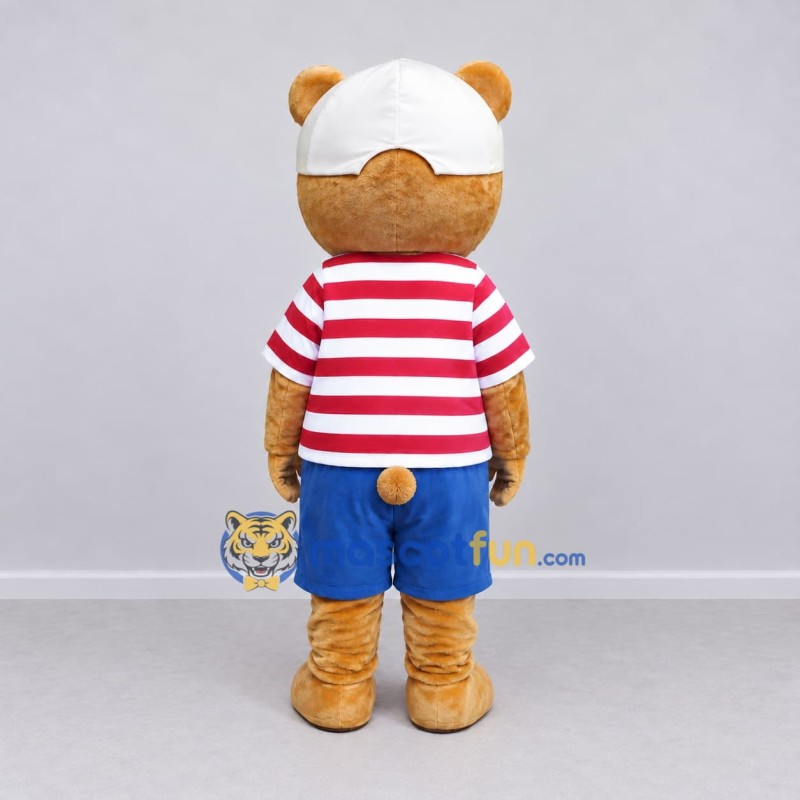 Custom Tan Red White and Blue Bear Mascot Costume Adult Full Body Suit for Summer Events Custom Tan Red White and Blue Bear Mascot Costume Adult Full Body Suit for Summer Events