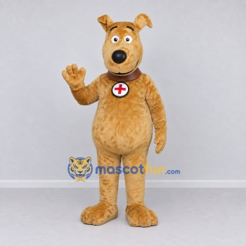 Custom Golden Tan Rescue Dog Mascot Costume Adult Full Body Suit for Safety Events Custom Golden Tan Rescue Dog Mascot Costume Adult Full Body Suit for Safety Events