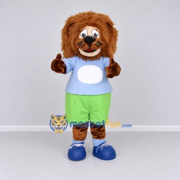 Custom Brown Blue and Green Lion Mascot Costume Adult Full Body Suit for Children's Events Custom Brown Blue and Green Lion Mascot Costume Adult Full Body Suit for Children's Events