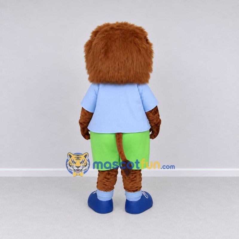 Custom Brown Blue and Green Lion Mascot Costume Adult Full Body Suit for Children's Events