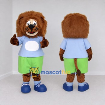 Custom Brown Blue and Green Lion Mascot Costume Adult Full Body Suit for Children's Events