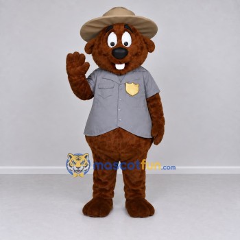 Custom Brown and Gray Ranger Beaver Mascot Costume Adult Full Body Suit for Nature Events Custom Brown and Gray Ranger Beaver Mascot Costume Adult Full Body Suit for Nature Events