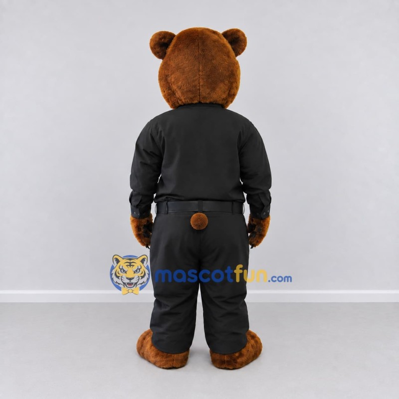 Custom Brown and Black Uniformed Bear Mascot Costume Adult Full Body Suit for Community Events Custom Brown and Black Uniformed Bear Mascot Costume Adult Full Body Suit for Community Events