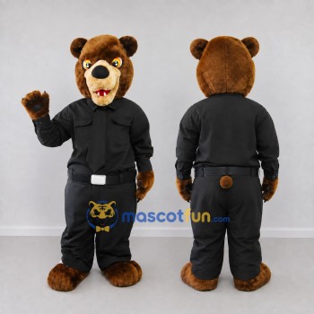 Custom Brown and Black Uniformed Bear Mascot Costume Adult Full Body Suit for Community Events