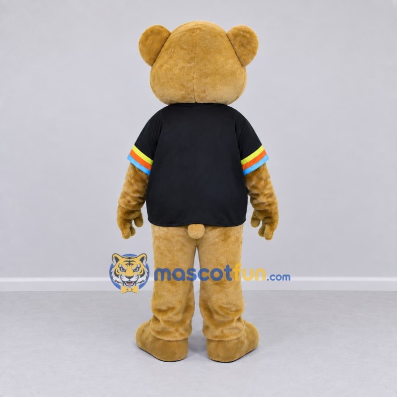 Custom Golden Tan and Black Bear Mascot Costume Adult Full Body Suit for School Events Custom Golden Tan and Black Bear Mascot Costume Adult Full Body Suit for School Events