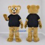 Custom Golden Tan and Black Bear Mascot Costume Adult Full Body Suit for School Events