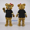 Custom Golden Tan Black and Red Bear Mascot Costume Adult Full Body Suit for School Events Custom Golden Tan Black and Red Bear Mascot Costume Adult Full Body Suit for School Events