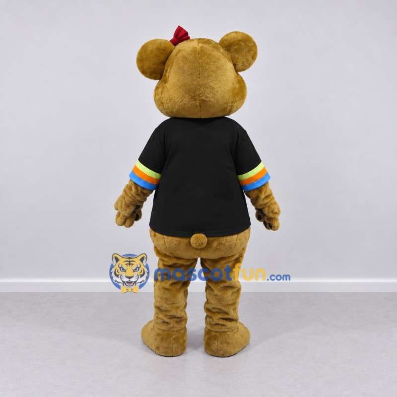 Custom Golden Tan Black and Red Bear Mascot Costume Adult Full Body Suit for School Events Custom Golden Tan Black and Red Bear Mascot Costume Adult Full Body Suit for School Events