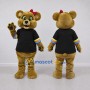Custom Golden Tan Black and Red Bear Mascot Costume Adult Full Body Suit for School Events