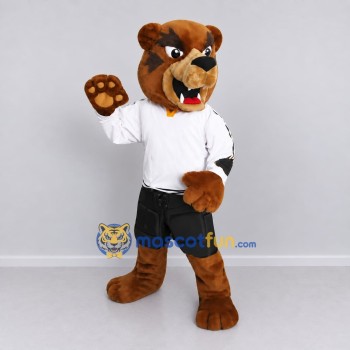 Custom Brown White and Black Bulldog Mascot Costume Adult Full Body Suit for Sports Events