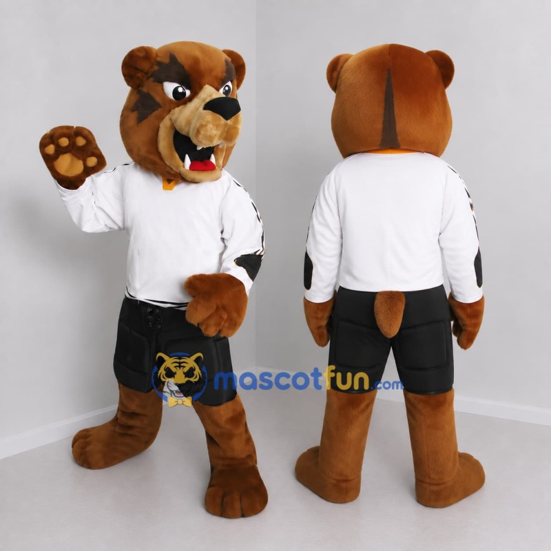 Custom Brown White and Black Bulldog Mascot Costume Adult Full Body Suit for Sports Events