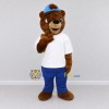 Custom Brown White and Blue Bear Mascot Costume Adult Full Body Suit for School Events Custom Brown White and Blue Bear Mascot Costume Adult Full Body Suit for School Events