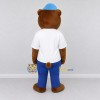 Custom Brown White and Blue Bear Mascot Costume Adult Full Body Suit for School Events Custom Brown White and Blue Bear Mascot Costume Adult Full Body Suit for School Events