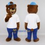 Custom Brown White and Blue Bear Mascot Costume Adult Full Body Suit for School Events