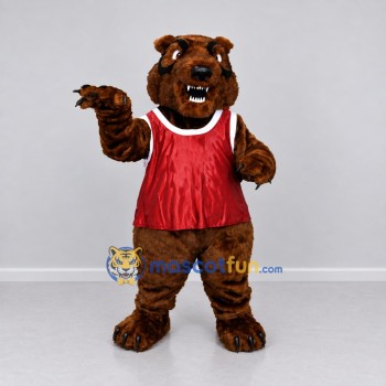 Custom Brown and Red Bear Mascot Costume Adult Full Body Suit for Sports Events