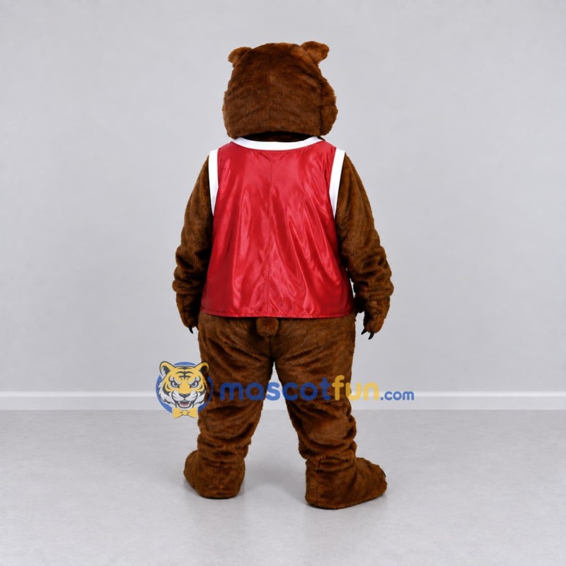 Custom Brown and Red Bear Mascot Costume Adult Full Body Suit for Sports Events Custom Brown and Red Bear Mascot Costume Adult Full Body Suit for Sports Events